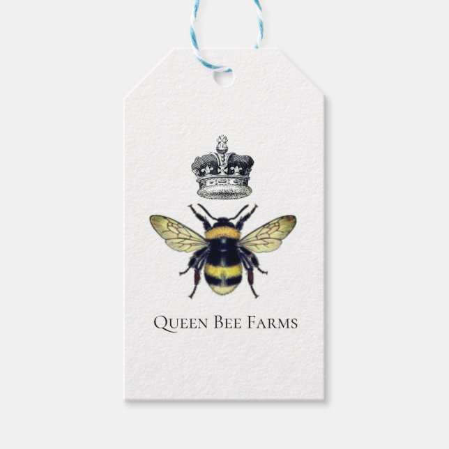 Étiquettes-cadeau Abeille Avec Apiaire De La Couronne Ou Ferme (Devant)