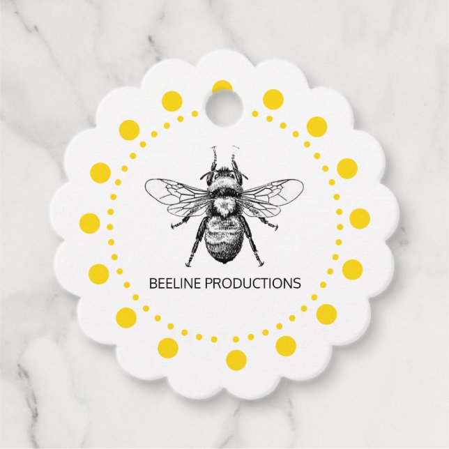 Étiquettes Cadeau Abeille Dans Golden Circle Business (Devant)