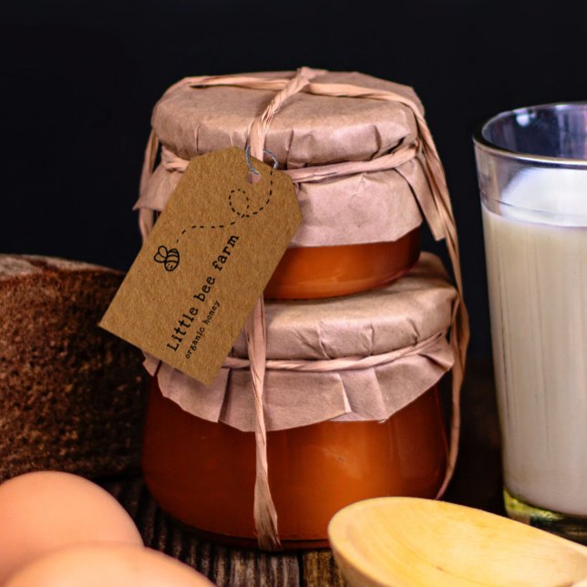 Étiquettes-cadeau abeille mignonne volant miel kraft rustique (Créateur téléchargé)