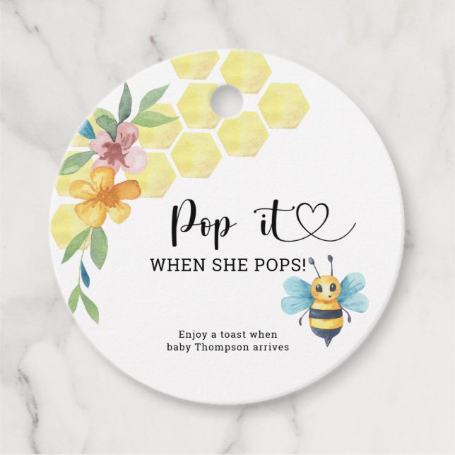 Étiquettes Cadeau Abeille Pop quand elle éclate (Devant)