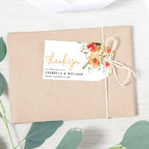 Étiquettes-cadeau Abricot Floral Élégant Aquarelle