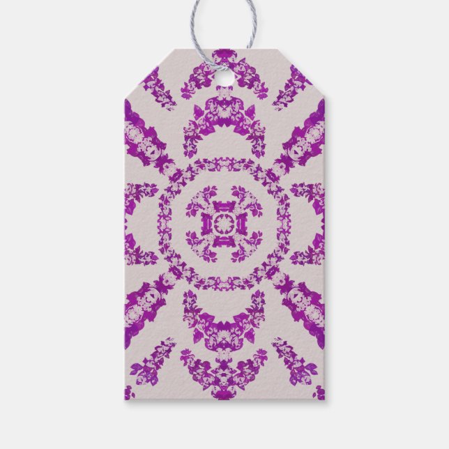 Étiquettes-cadeau Abstract Purple Orchid Flower Design Pattern Art (Devant)