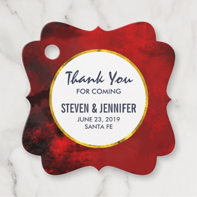 Étiquettes Cadeau Abstrait artistique moderne noir et rouge Mariage (Devant)