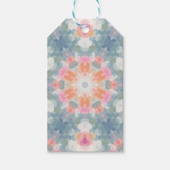 Étiquettes-cadeau Abstrait géométrique moderne imprimé ornemental bl (Devant)