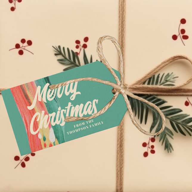 Étiquettes-cadeau Abstrait moderne Joyeux Noël Nom personnalisé (Créateur téléchargé)