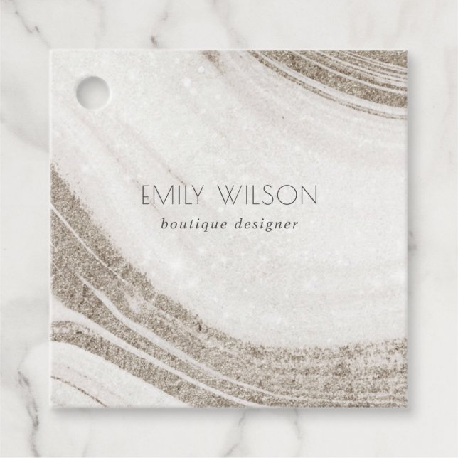 Étiquettes Cadeau Abstraite encre d'alcool Silver Marine Blue Partie (Devant)