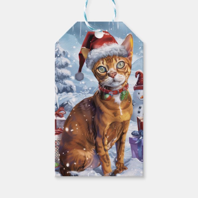 Étiquettes-cadeau Abyssinian Chat Winter Wonderland Noël Joie (Devant)