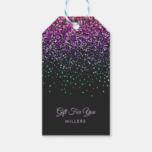 Étiquettes-cadeau Accent de Parties scintillant couleur noire