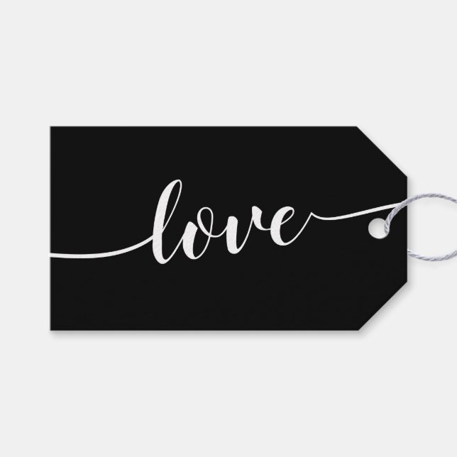 Étiquettes-cadeau Acclamations Simple Amour Noir (Devant (Horizontal))