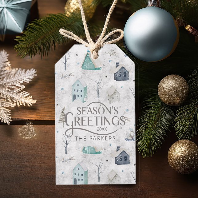 Étiquettes-cadeau Accueil confortable Noël Turquoise ID985 (Créateur téléchargé)