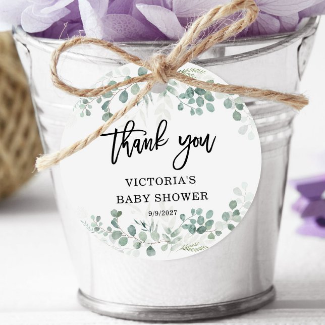 Étiquettes Cadeau Accueil douche bébé verdoyante (Créateur téléchargé)