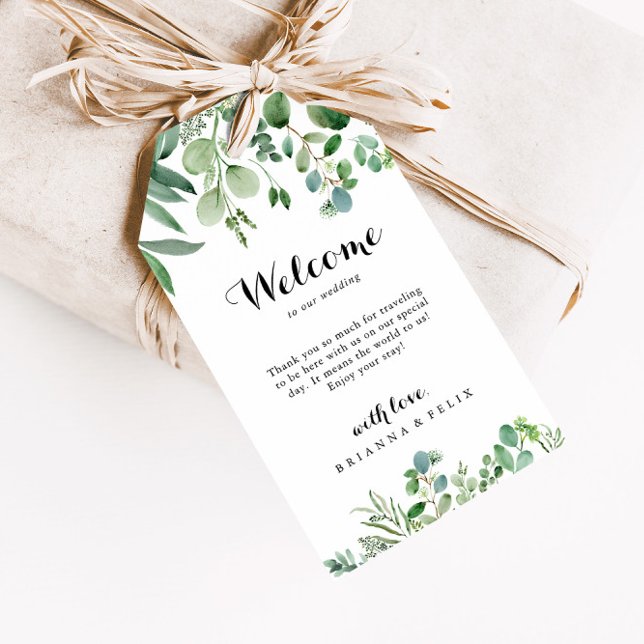 Étiquettes-cadeau Accueil du Mariage botanique Eucalyptus vert (Créateur téléchargé)