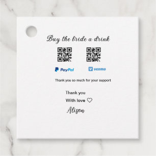 Étiquettes Cadeau Acheter une boisson à la mariée donation QR Venmo