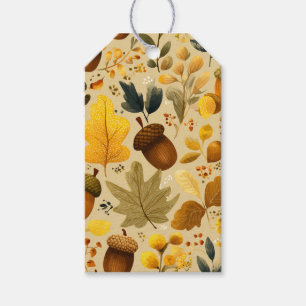 Étiquettes-cadeau Acornes et Feuilles d'automne douillets en Jaune, 