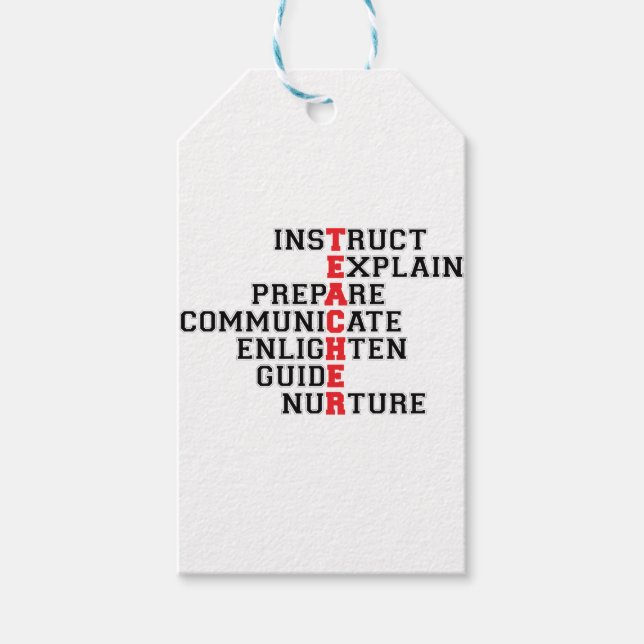 Étiquettes-cadeau Acrostique enseignant (Devant)