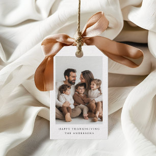 Étiquettes-cadeau Action de grâce avec photo de famille personnalisé