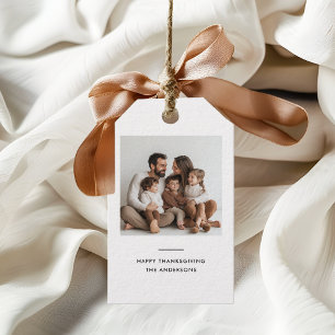 Étiquettes-cadeau Action de grâce avec photo de famille personnalisé