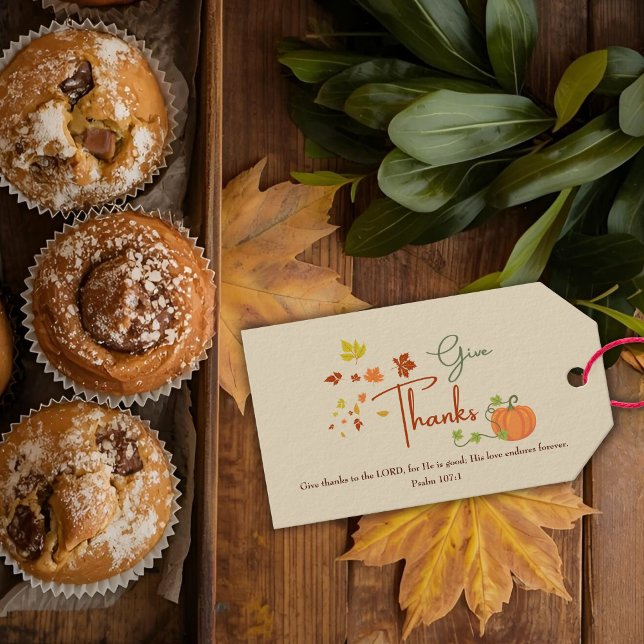 Étiquettes-cadeau Action de grâce chrétienne | Nom de famille person (Créateur téléchargé)