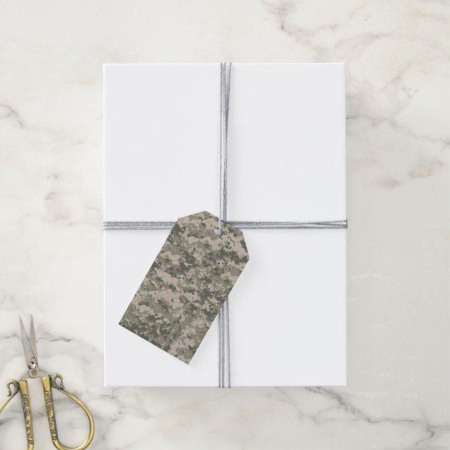 Étiquettes-cadeau ACU camouflage numérique uniforme militaire (Avec de la ficelle)