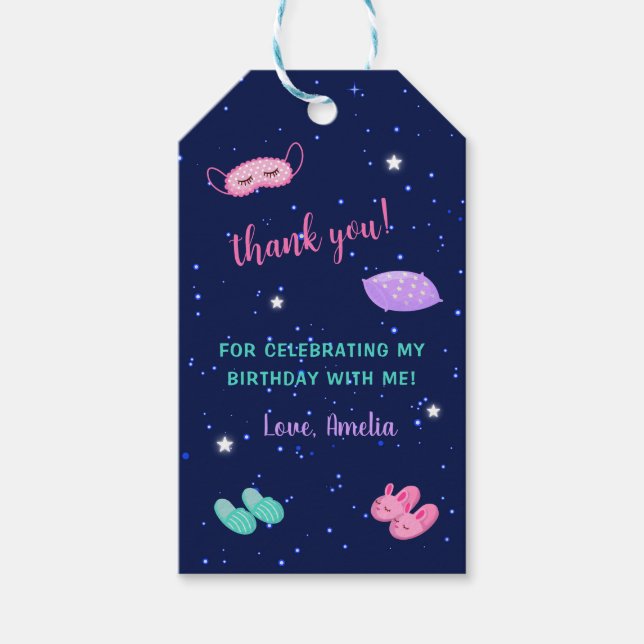 Étiquettes-cadeau Ado de la fête de la fille étoiles Merci Favoriser (Devant)