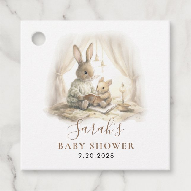 Étiquettes Cadeau Adorable Aquarelle Bunny Baby shower cadeau (Devant)