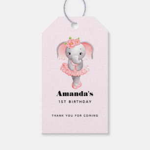 Étiquettes-cadeau Adorable Ballerina Elephant En Pointe Anniversaire