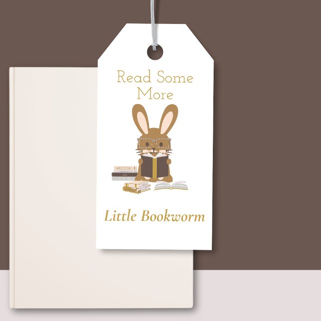 Étiquettes-cadeau Adorable Bunny Signet Enfants Réserver Lover (Read Some More Bookworm Kids Reading Bookmark Bunny Gift Tag)