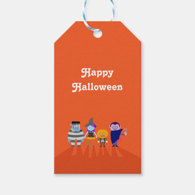 Étiquettes-cadeau Adorable Enfants Halloween Costume de fête Merci (Devant)
