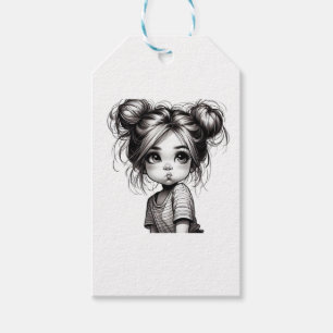 Étiquettes-cadeau Adorable Fille de Noël avec chatte - Idée cadeau m