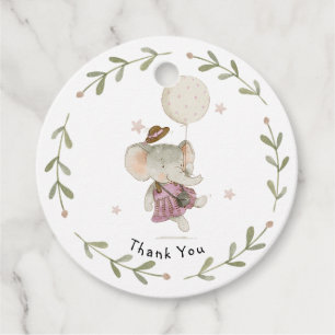 Étiquettes Cadeau Adorable Fille Eléphant Botanique Floral Boho Baby
