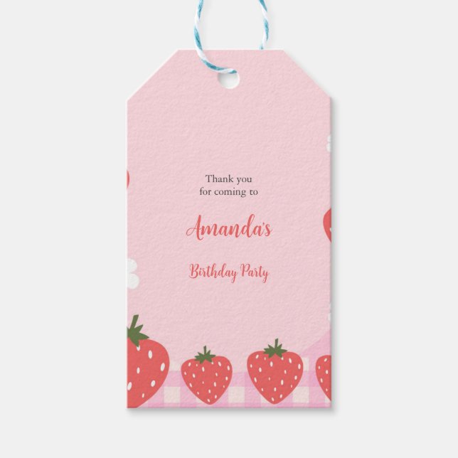 Étiquettes-cadeau Adorable fraise rose (Devant)