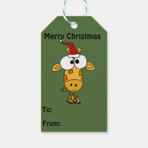 Étiquettes-cadeau Adorable Giraffe à Santa Hat Noël Tags cadeaux