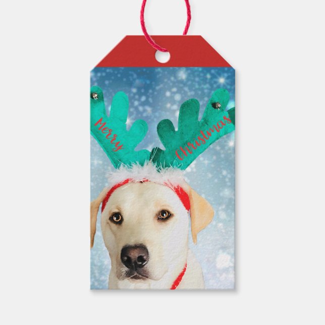 Étiquettes-cadeau Adorable Joyeux Noël Labrador Chien (Devant)