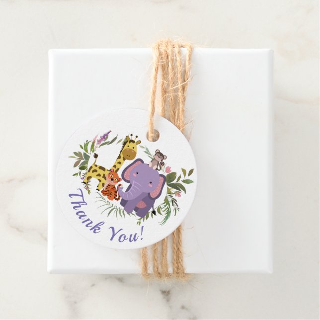 Étiquettes Cadeau Adorable Jungle Safari Animaux Baby shower (En situation)