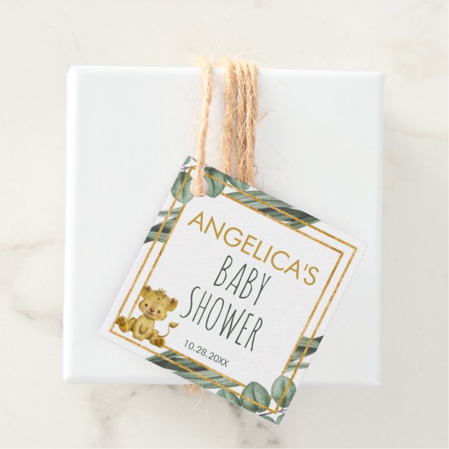 Étiquettes Cadeau Adorable Jungle Safari Lion Baby shower Merci (En situation)