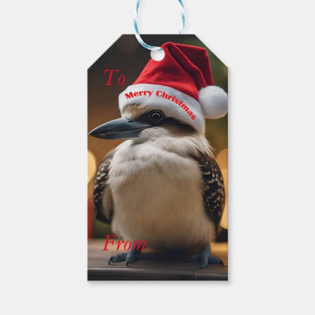 Étiquettes-cadeau adorable Noël Kookaburra, (Devant)