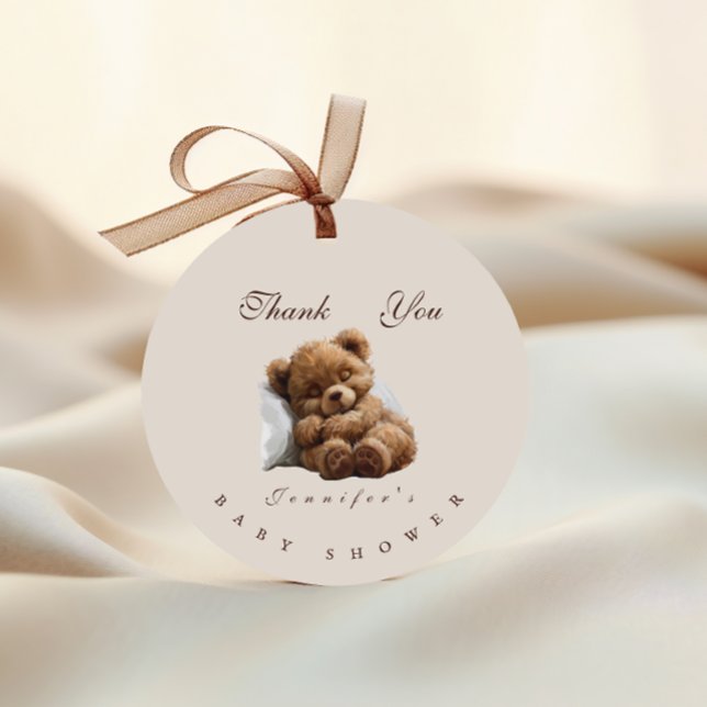 Étiquettes Cadeau Adorable Sleeping Teddy Bear Merci (Créateur téléchargé)