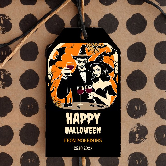 Étiquettes-cadeau Adulte Halloween bon temps parti (Happy Halloween wicked good time adult Halloween party favor gift tags black gift tags Dracula witch)