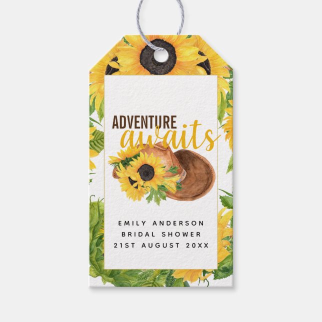 Étiquettes-cadeau Adventure Attend la Fête des mariées rustique des  (Devant)