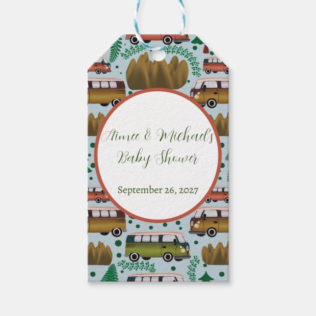Étiquettes-cadeau Adventure Await : Camper Baby Boy Shower (Devant)