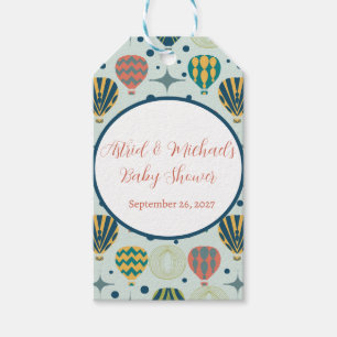 Étiquettes-cadeau Adventure Await Hot Air Balloon Sage Baby shower