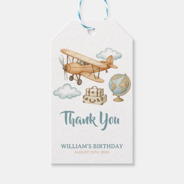 Étiquettes-cadeau Adventure Travel Little Explorer Anniversaire (Devant)