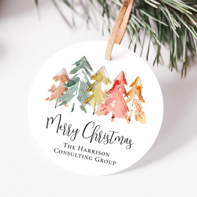 Étiquettes Cadeau Affaires Joyeux Noël Aquarelle vacances (Créateur téléchargé)