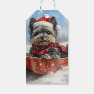 Étiquettes-cadeau Affenpinscher Chien en Luge Laissez Tomber la Neig