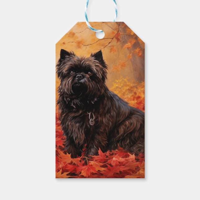 Étiquettes-cadeau Affenpinscher en automne Feuilles automne Inspiré (Devant)