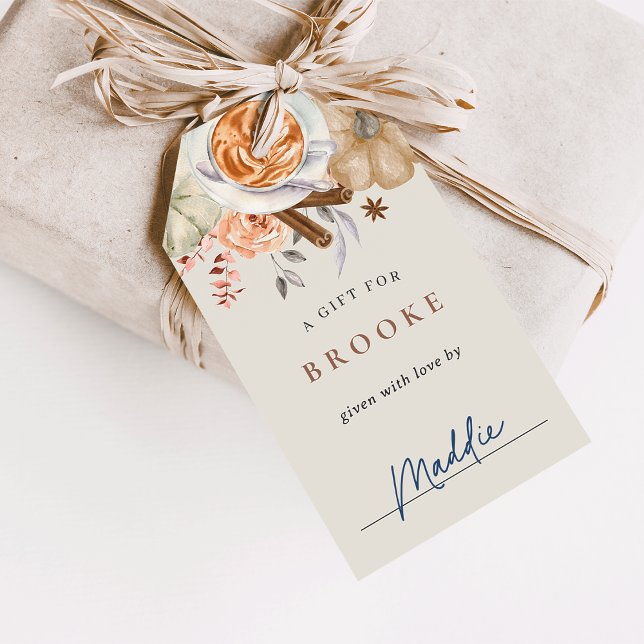 Étiquettes-cadeau Affichage de Baby Shower Citrouille Spice d'automn (Créateur téléchargé)