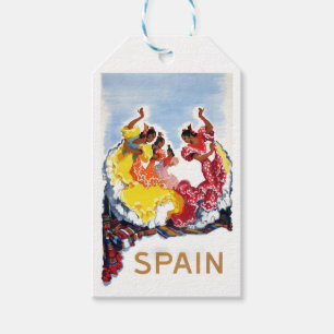 Étiquettes-cadeau Affiche vintage de voyage de danseurs de flamenco