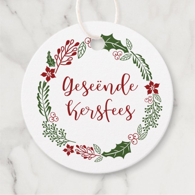 Étiquettes Cadeau Afrikaans Joyeux Noël, Personnalisé (Devant)