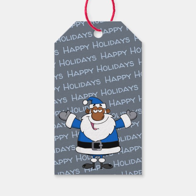 Étiquettes-cadeau Afrique-Amérique Père Noël Noël Hanoukka Kwanzaa (Devant)