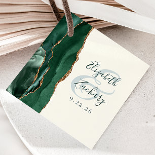 Étiquettes Cadeau Agate Emerald Green Ivory Mariage